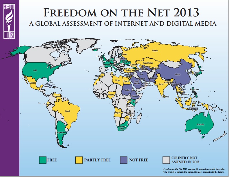 Rozdělení států podle svobody internetu