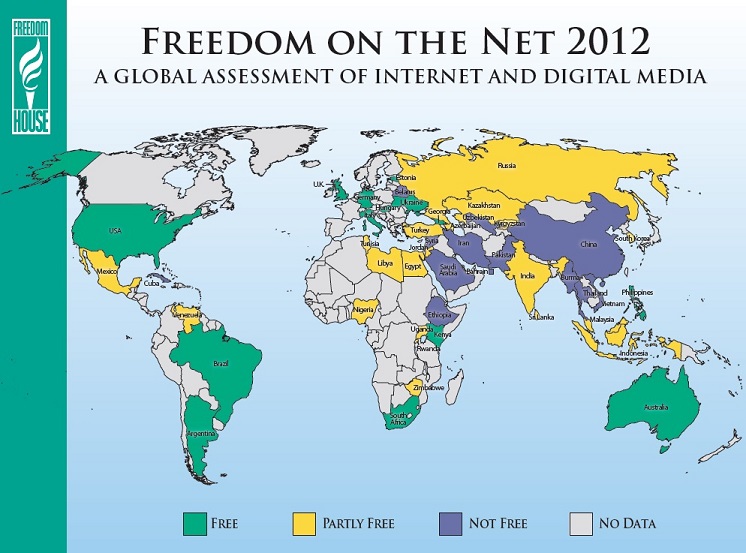 Rozdělení států podle svobody internetu